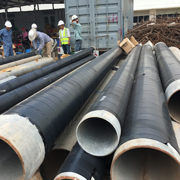 Pipes wrapped and stored at the Vietnam Wastewater Treatment Facility